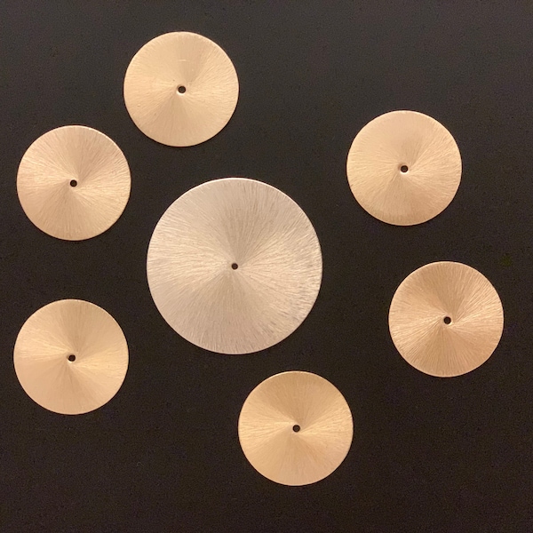 1 Pack of CIRCLE DISC Gold Finish Metal Stamping Blanks, Brushed Finish, Large disc, Center punched hole,  Available in 2 sizes: 30mm & 45mm