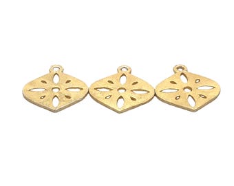 Brushed Betel Leaf Charm: Gold & Silver Plated Pendants (10 Pcs)