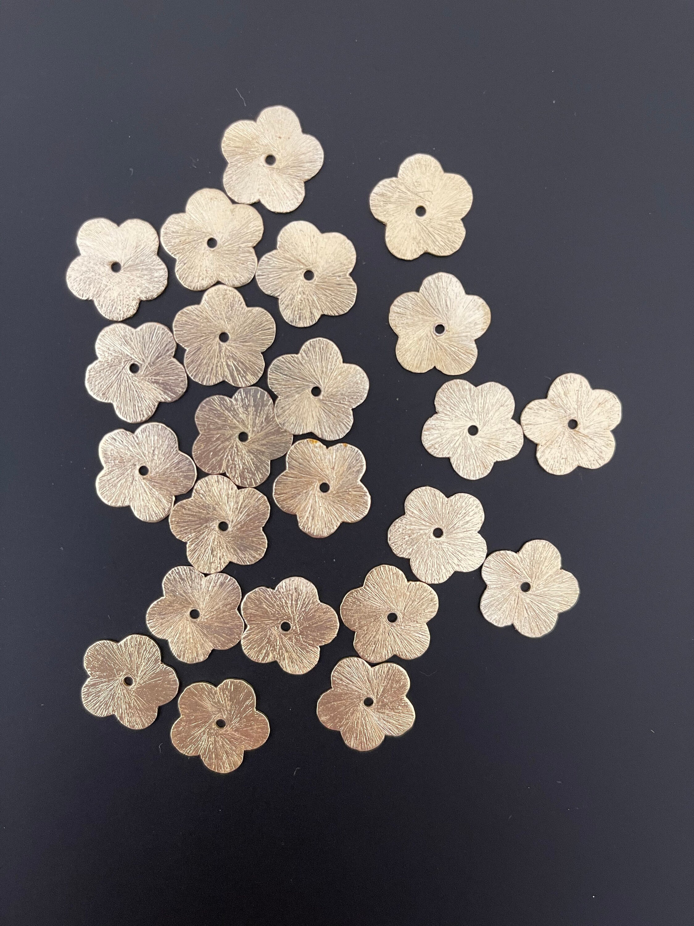 A Strand of Flat Flower Disc | Hand Brushed | Center Hole | Available…
