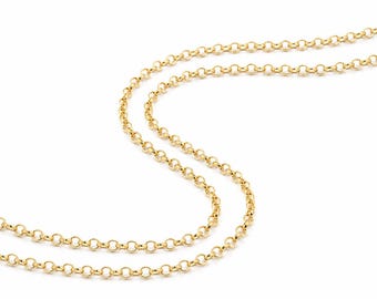 One  Foot of 14K Real Gold-Filled Round Rolo Chain | Half-Round Wire | 1 Foot.