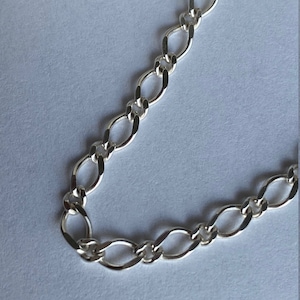 Sterling Silver Chain, Diamond Cut 925 Sterling Chain, 1 long link & 1 short link, romb link, D/C 2 Sides size:6.6X3.9- S 3.0 | 1 Foot
