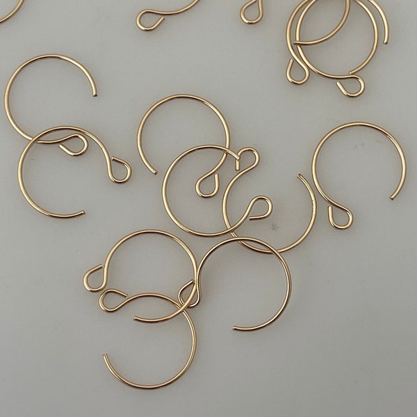 Simple Circle Ear Wires | 18Pcs. | Size: 13mm | 14K Real Gold Filled | Plain Earrings | #EW6GF