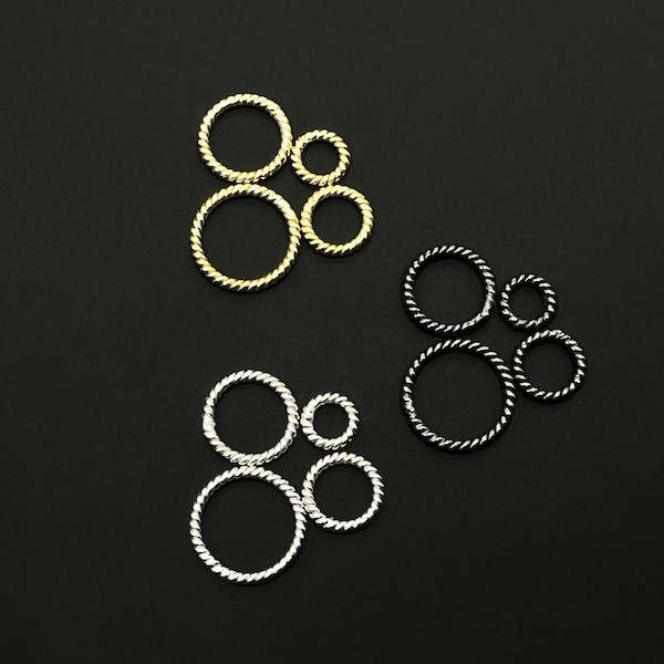 Closed Twisted Rings /Decorative Rings in 3 Colors- Gold, Silver Plated and Gunmetal Plated. Available in 4 Size: 6,8,10,12mm