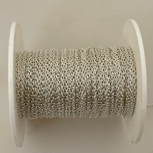 925 Sterling Silver Flat long Cable Chain | size : 1.35mmX2.2mm, 1 Foot