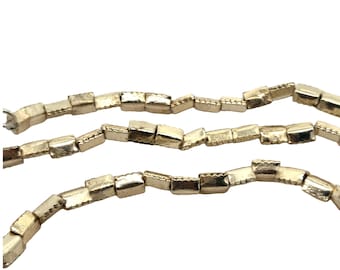 Gold Finish Square Beads: Patterned Spacer Beads (7X6mm)