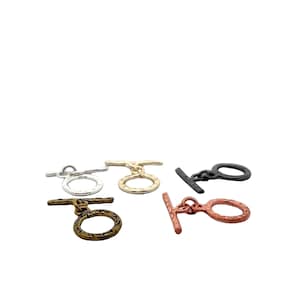 Hammered Toggles, 10Pcs. Per pack, Anti tarnish Finished, Copper Toggles/ Clasps, Five Colors: Gold, Silver, Gunmetal, Brass and Copper.