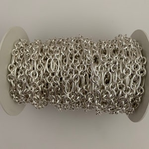 Sterling Silver Chain,1 Foot of Hollow  Flat wire Cable  Figaro  Chain Size :6mm | 1 Foot