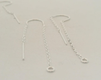 Sterling Silver U-Threader Cable Chain with Ring (4 Pcs, 62mm)