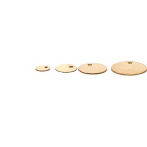 14K Real Gold Filled Discs | One Hole Flat disc | 0.3mm Thick | Available Four Sizes: 4mm, 6mm, 8mm and 10mm .