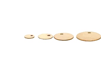 14K Real Gold Filled Discs | One Hole Flat disc | 0.3mm Thick | Available Four Sizes: 4mm, 6mm, 8mm and 10mm .