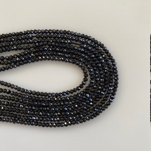 Black Spinel 5 strands. AAA Quality, 13" long Strands, Micro Faceted, Rondelles,Two Size Available 2mm&3mm.