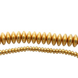 1 Strand of Disc Shape Beads | Center Hole |  Brushed | Anti Tarnished | Copper/Brass Beads | Gold Finish | Size- 6,8,10,12,14,16&18mm
