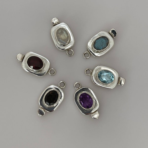 Sterling Silver 925 Clasps | Natural Hight Quality Gemstone Clasp | Size: 10mmX21mm C10SS