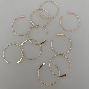 Hammered Ear Wire w/Flat End, 14K Real Gold Filled Jewelry, 10-12 Pcs., 26mm(10 Pcs.), 18mm(12 Pcs.).