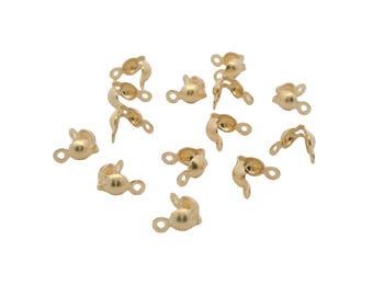 14K Gold Filled Clamshell Bead Tip W/2 Rings, 10Pcs. Per Pack.