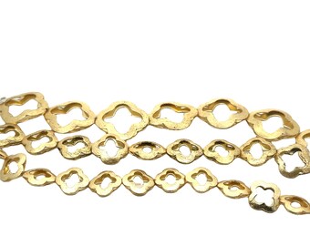 Gold Finish Clover Beads: Silver Plated E-Coated Strand