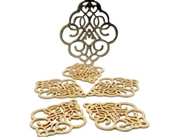 6 Pcs. Gold Finish  Pendant /Charm  E-coated, Copper Finding Size: 40mmX31mm