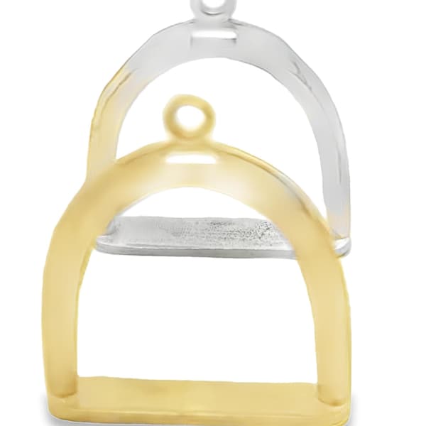 Stirrup Pendants: Gold & Silver Horse Charms, Jewelry Making (5 Pcs)
