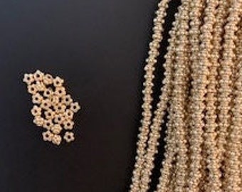 1 Strand of Decorative Gold Spacer ,Gold Finish and Silver Plated Bead, E-coated Beads Size :4mmX3mm