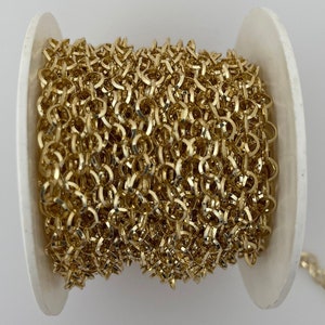 Gold Plated Brass Chain | Round Rolo With Triangle Wire Chain | E-coated | 1 Foot