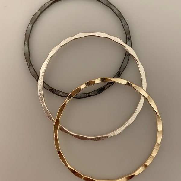 Hammered Hoops 50mm 6pcs, Gold Hoops, Silver Hoops  E-coated, Brushed Finish,    Connectors/ Findings in  size: 50mm