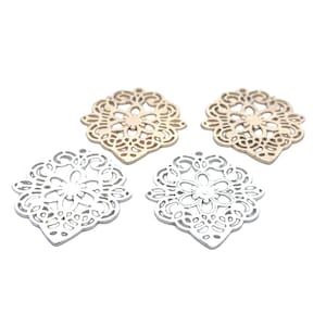Gold Finish Or Silver Plated Charm  E-coated, Brushed Finish,    Components &quot;39mmx34mm&quot;