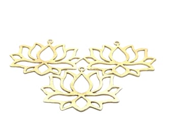 Lotus Flower Charm: Gold, Silver, Gunmetal Brushed Pendants