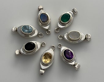 Sterling Silver Gemstone Clasp: AAA Quality Jewelry Finding (27mmX11mm)