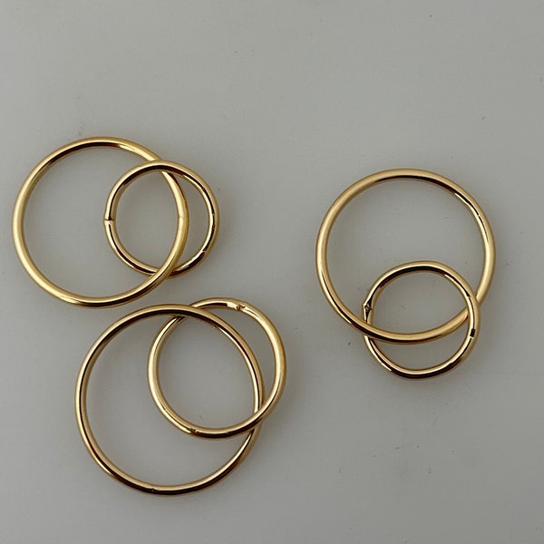 14K Real Gold Filled Interlocking Double Ring Hoops  3 to 4 Pcs In A Pack available Three size 16mm, 15mm, 10mm