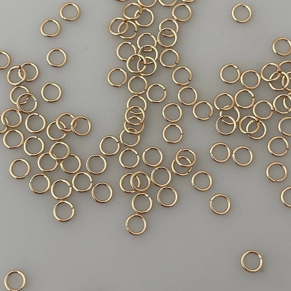 14K Real Gold Filled Open Jump Rings | 16 Gauge, 18 Gauge, 20.5 Gauge, 22 Gauge, | 4 Sizes mm: 2.8, 3, 3.5, 4, 5, 6, 7, 8, 08