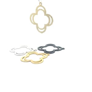 Quatrefoil Mother of Pearl Pendant, 6 Pcs., Size: 35mmX39mm, Gold Silver & Gunmetal Plated, E-coated, Brushed Finish.
