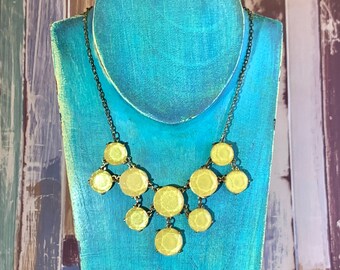 Shimmery Yellow Bib Statement Necklace