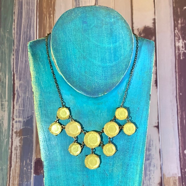 Shimmery Yellow Bib Statement Necklace