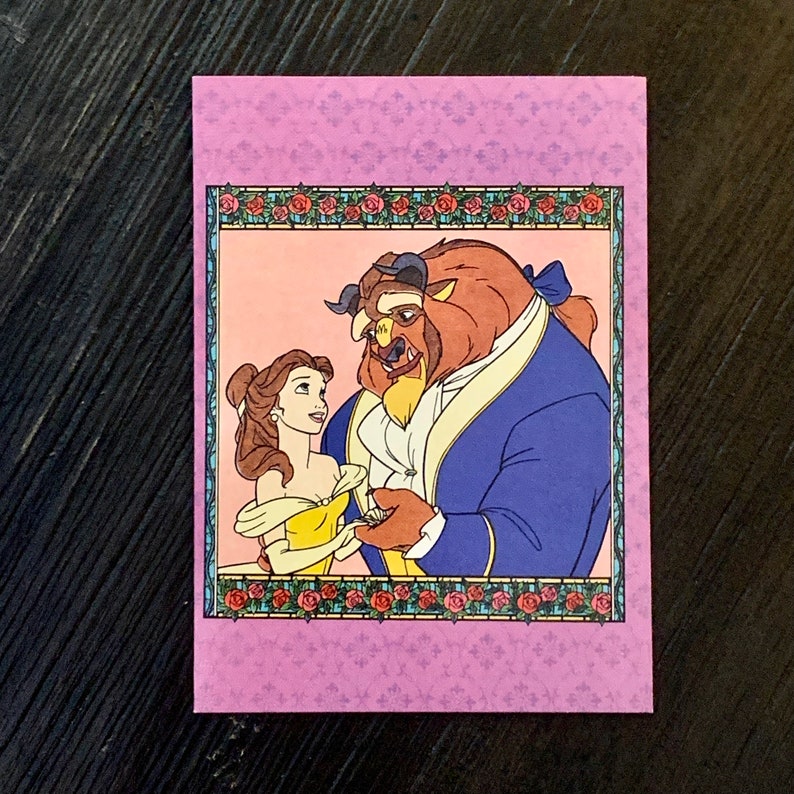 Mini Disney Cards Beauty /& The Beast Lion King Little Mermaid
