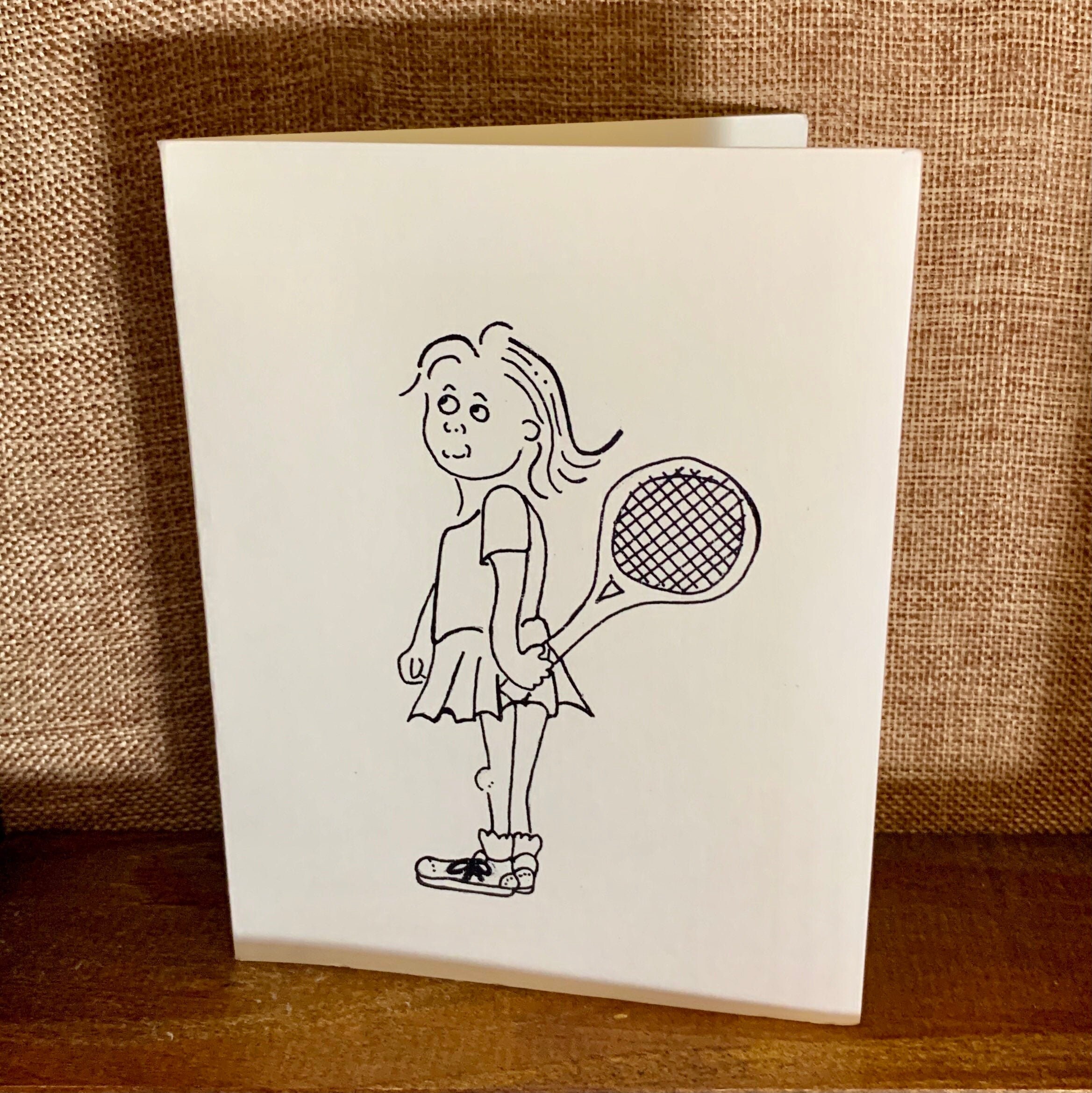 Tennis Player Blank Greeting Card - Etsy España