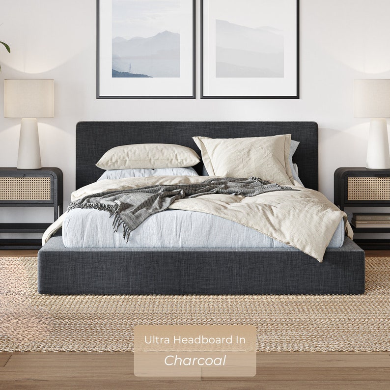 Tête de lit ULTRA : tête de lit en tissu rembourré épais, pas de surfaces dures Parfait pour les maisons modernes et minimalistes disponible uniquement en commande personnalisée image 1