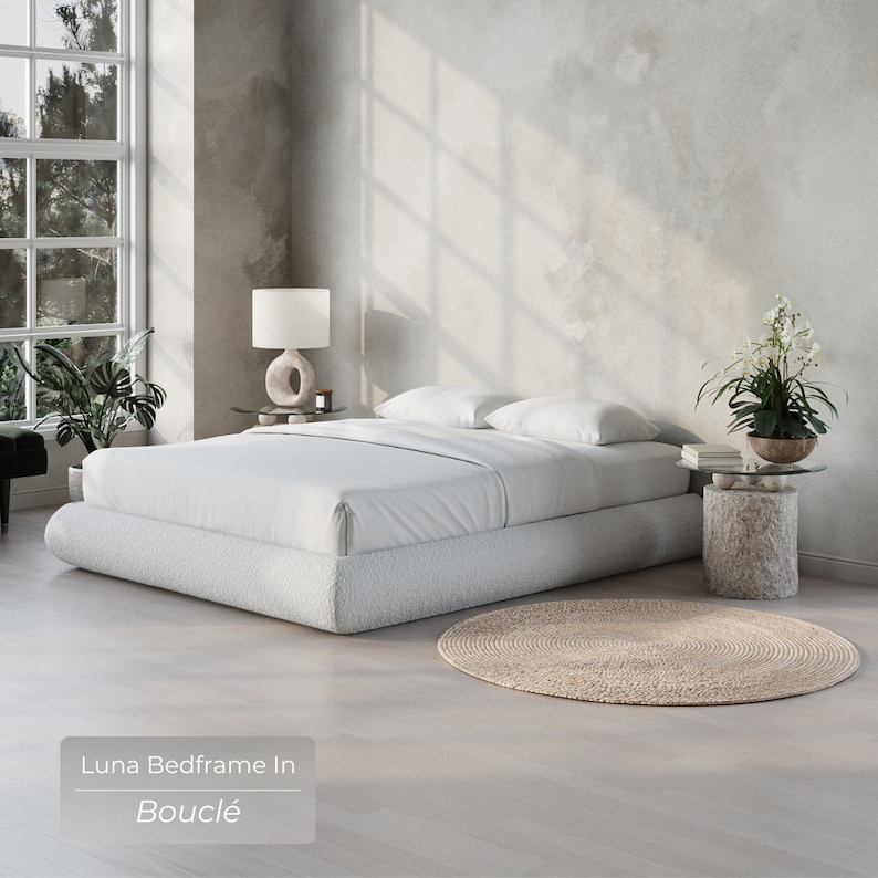 LUNA by SoftFrame® Designs: estructura de cama tapizada, moderna y súper acolchada en una exclusiva forma de media luna imagen 2