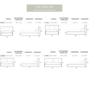 Ultra Set: Cushioned Upholstered Bed Frame and Headboard. Modern and Minimalist Low Profile Bed image 9