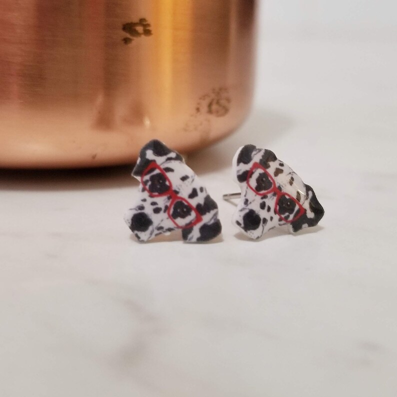 Dog earrings Boston Terrier and Dalmatian resin stud earrings