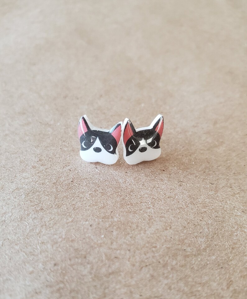 Dog earrings Boston Terrier and Dalmatian resin stud earrings