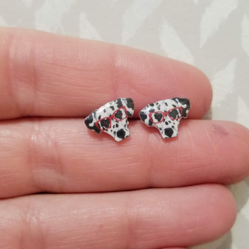 Dog earrings Boston Terrier and Dalmatian resin stud earrings