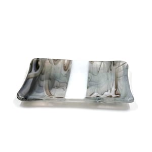 Light Gray and White Fused Glass Soap Dish