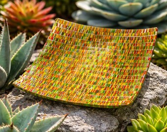 Green and Red Tapestry Design Dish