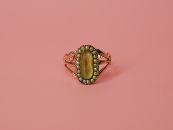 Early Victorian Citrine 8K Gold Ring / Late Georg… - image 1