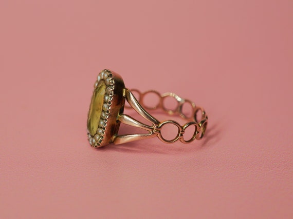 Early Victorian Citrine 8K Gold Ring / Late Georg… - image 3