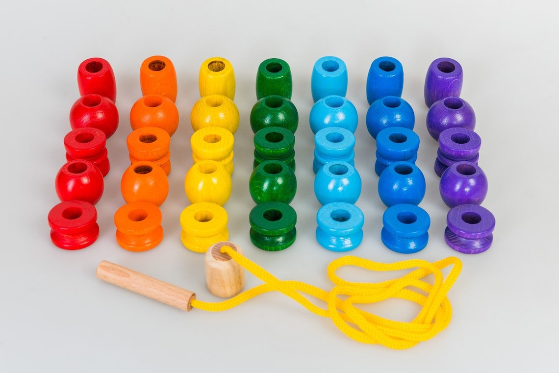 Wooden lacing toy Learning Toy Montessori toddler toy Etsy