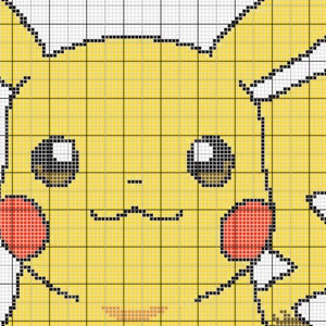 Pikachu Crochet Graph and Written Pattern SC Graphghan