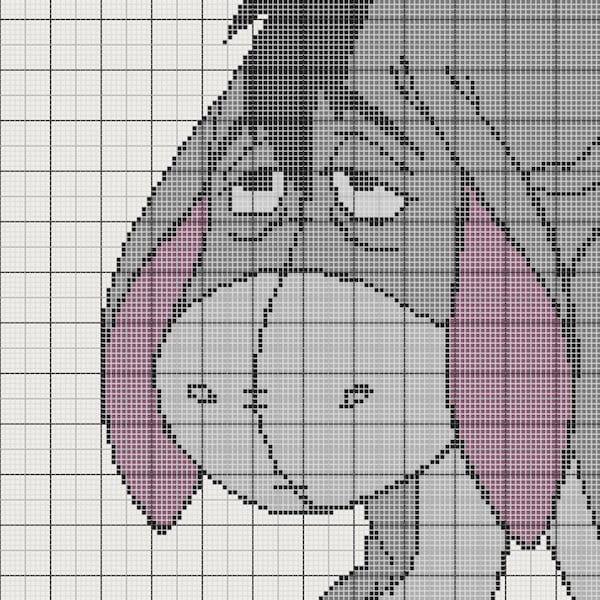 Eeyore Crochet Graph and Written Pattern SC Graphghan