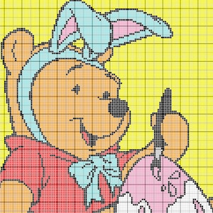 Winnie The Pooh Easter Crochet Graph and Written Pattern SC Graphghan