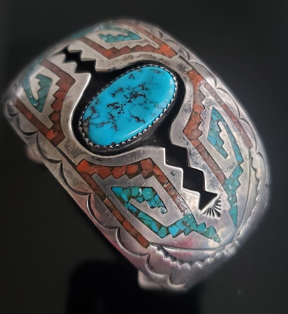 105 Grams Vintage Native American Navajo Spiderwb Turquoise Sterling Silver Coral Ketoh Bracelet 105 Grams Vintage Native American Navajo Spiderwb Turquoise Sterling Silver Coral Ketoh Bracelet